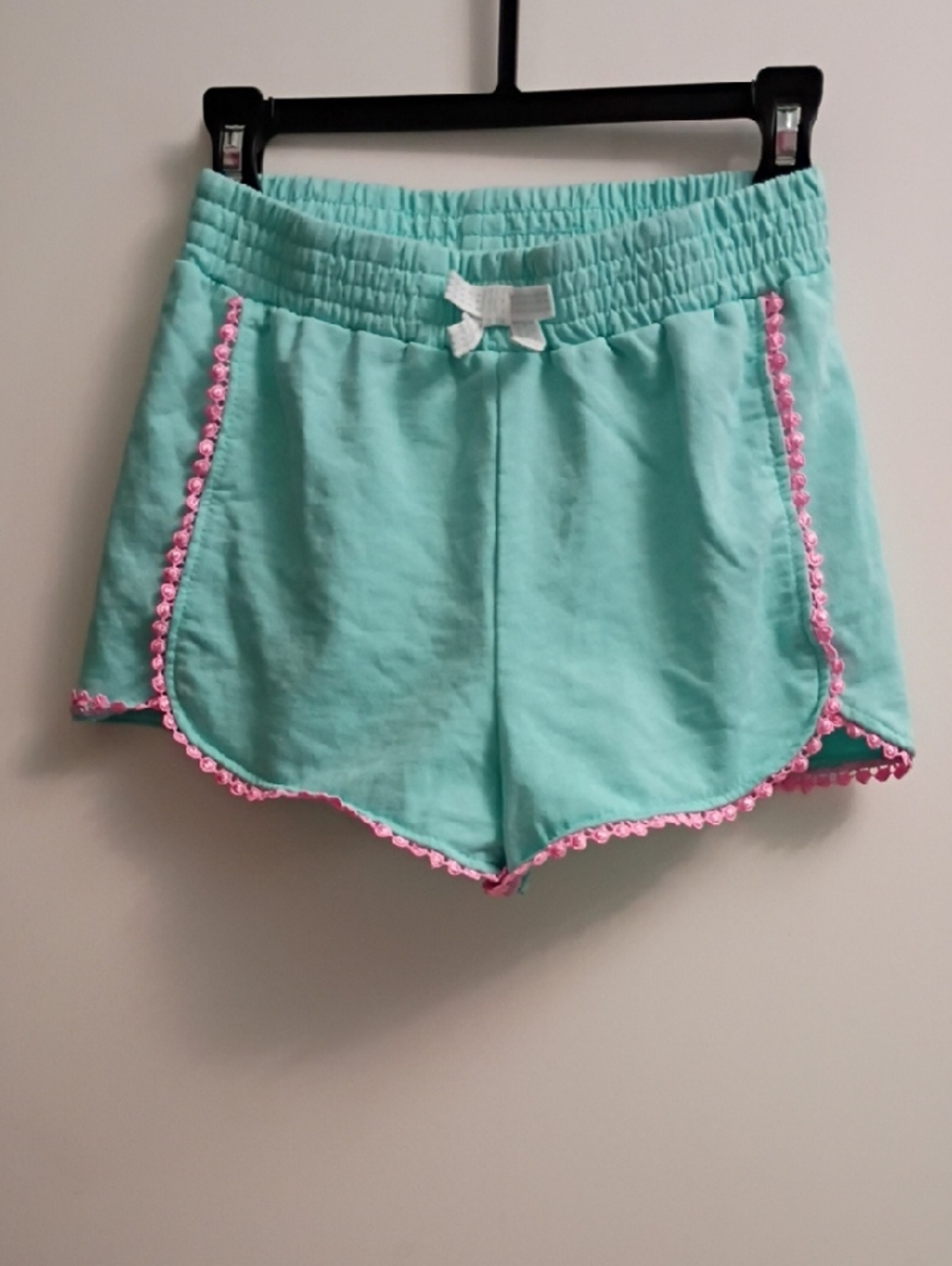 Girl's Turquoise Lounge Shorts with Pink Trim